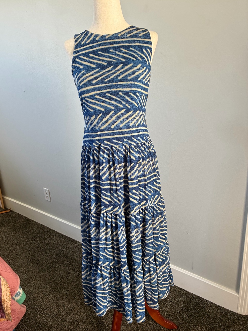 Lauren by Ralph Lauren blue & white mesh nylon dress size PXS